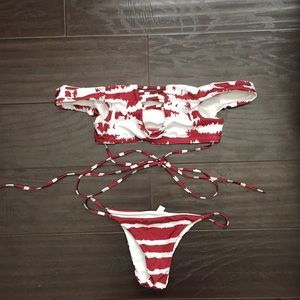 Red and white patterned bikini (never worn)